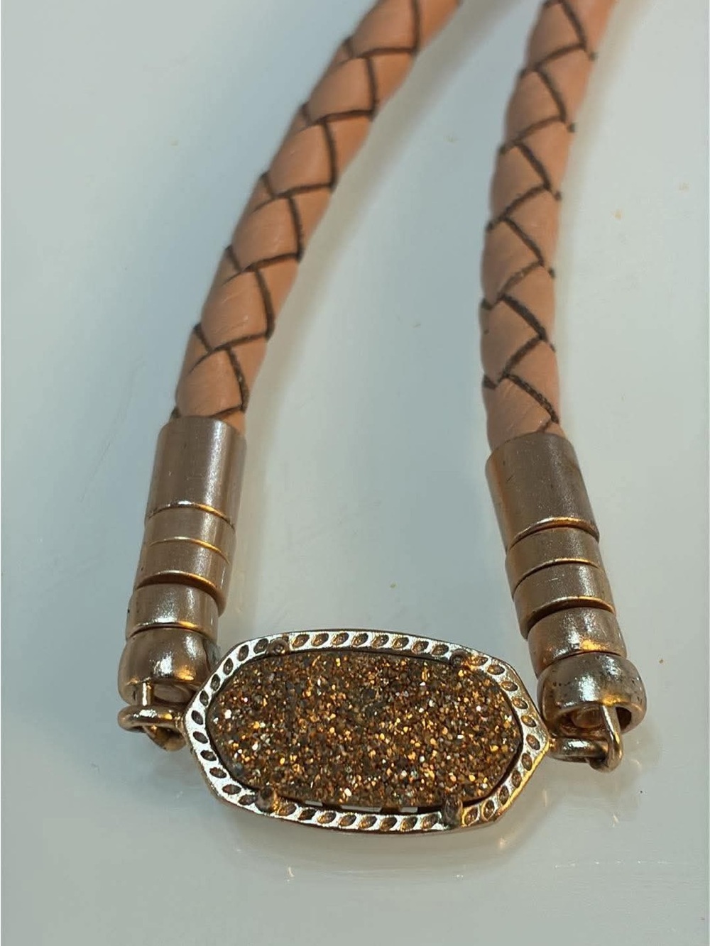 Kendra Scott Gold Glitter Leather Braided Bracelet
